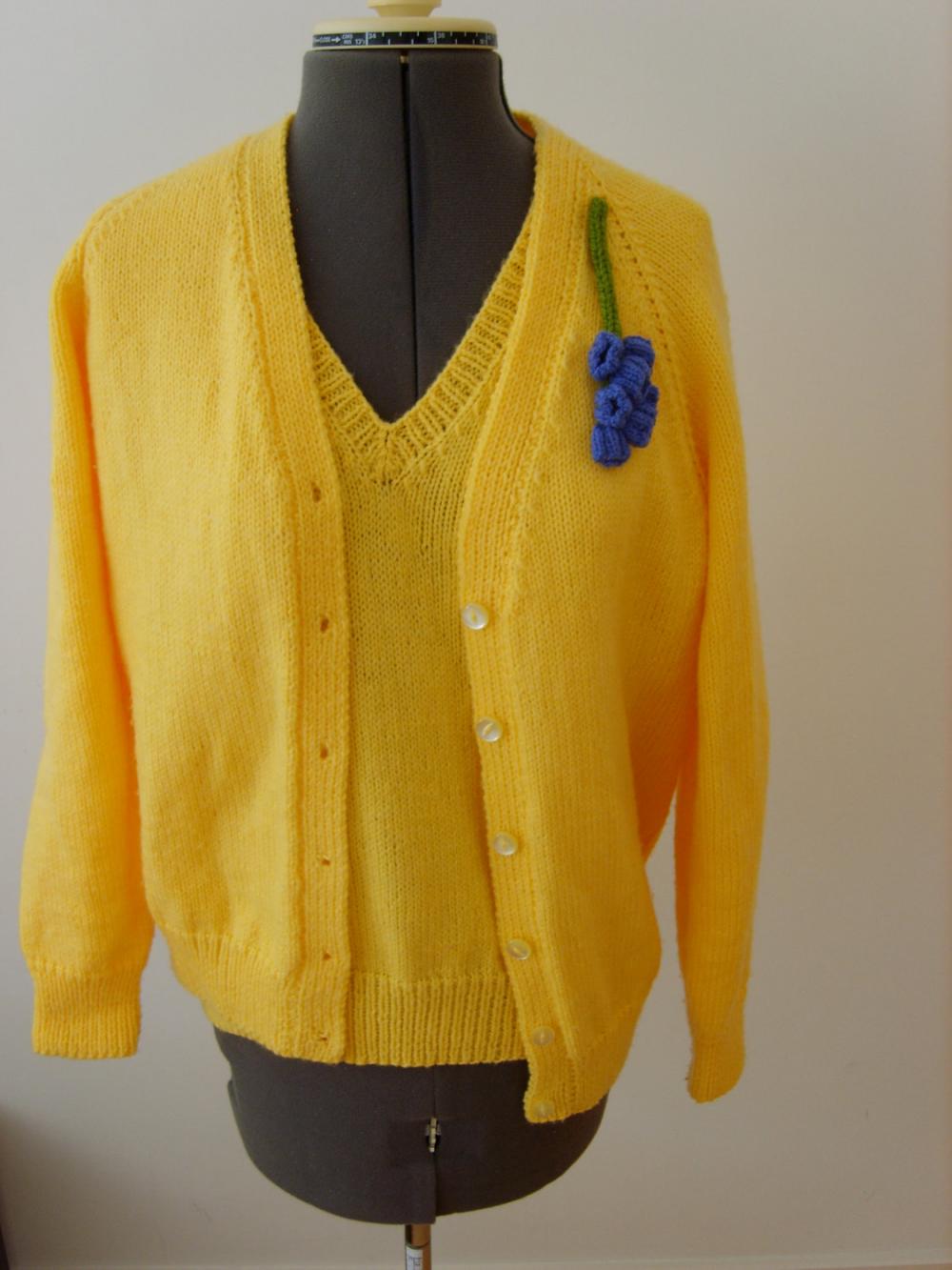 Yellow Retro Hand Knitted Twinset