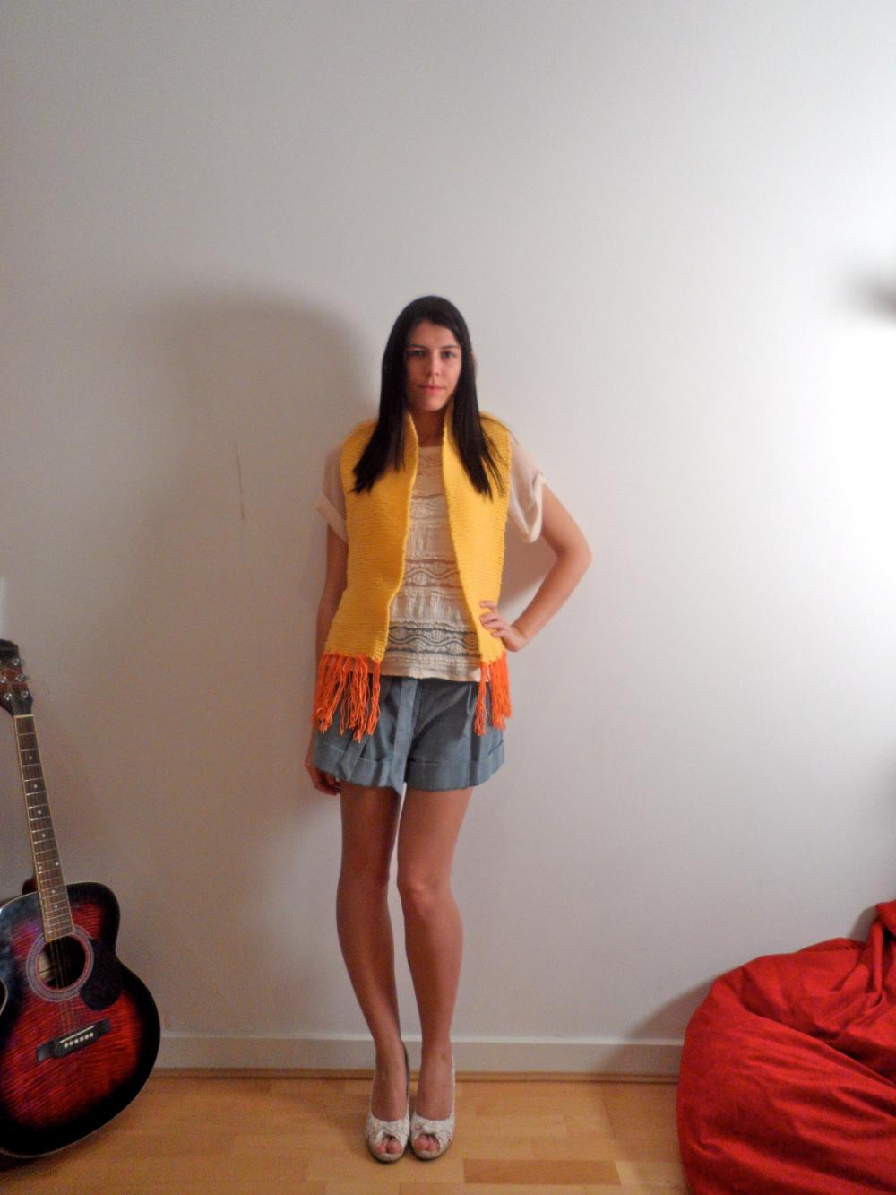 Handmade Knitted Yellow Scarf