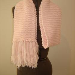 Pink Handmade Knitted Scarf